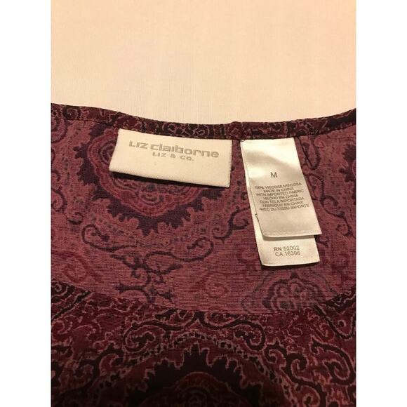 Liz Claiborne maroon ladies medium tank office boho dark feminine quirky preppy - Picture 6 of 7